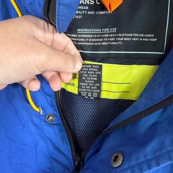 VINTAGE RARE 90s RL Polo Jeans Ripstop Nylon Hooded Vest Blue XL - Picture 9 of 10